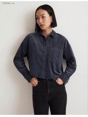 Madewell Variegated Corduroy Button-Up Shirt Small Crop Boxy